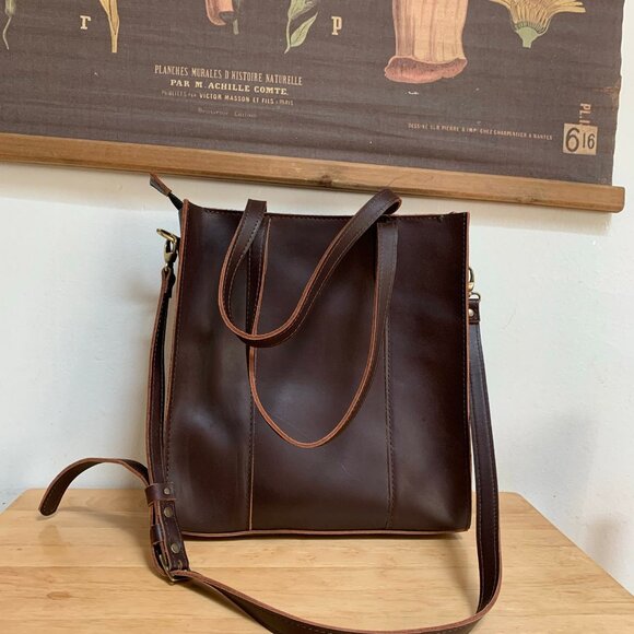 NWOT Portland Leather Large Lola Zipper Crossbody Tote in Grizzly - Picture 3 of 7